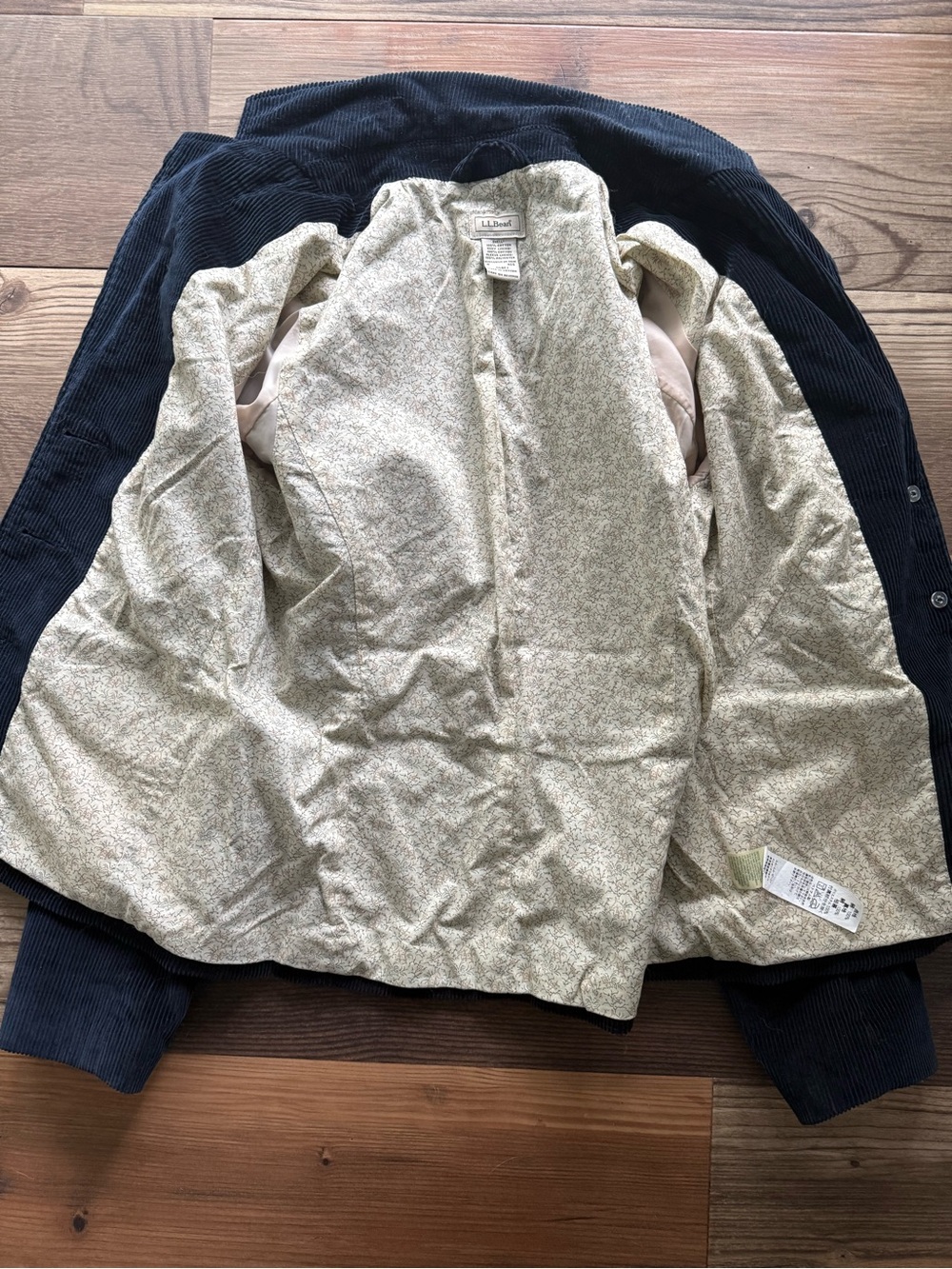 L.L. Bean Women's Sz6 Dark Navy Corduroy Botanical Lining Blazer Academia Preppy - Picture 3 of 7